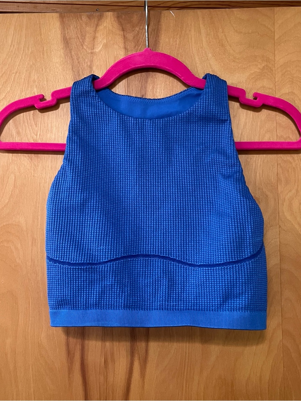 Blue cropped athletic racer back top
